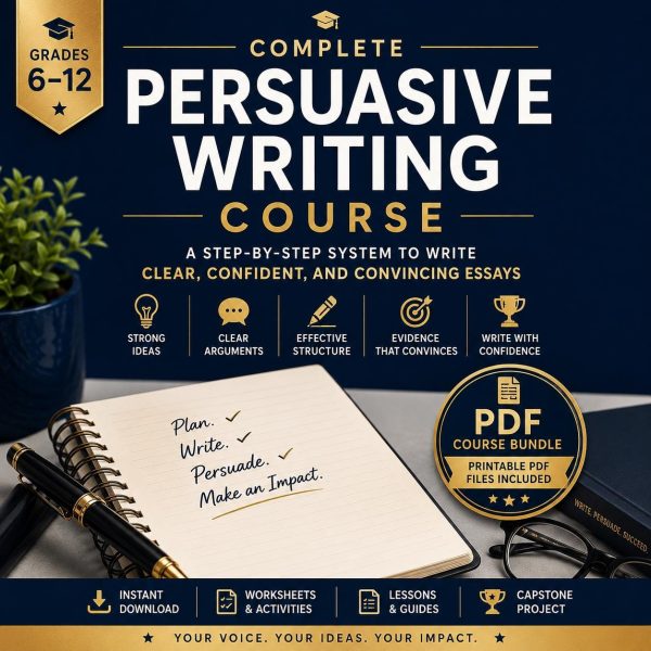 Persuasive Writing Course Bundle | Grades 6-12 Homeschool Printable PDF