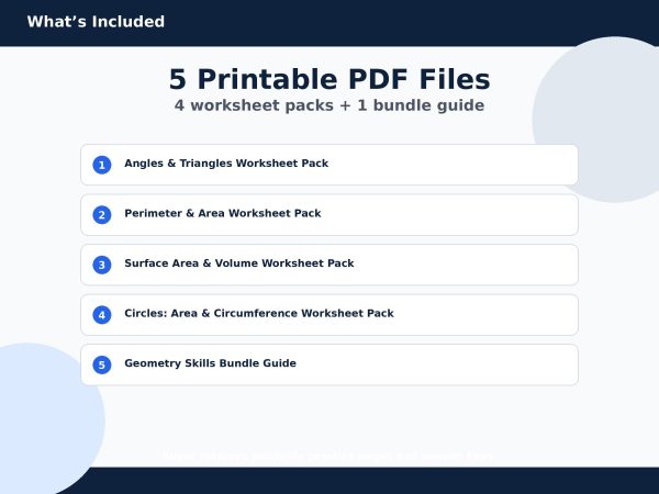 Middle School Geometry Worksheets | Area, Volume, Circles (Digital Download)