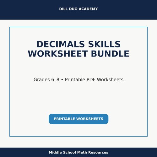 Decimals Skills Worksheet Bundle | Grades 6–8 Math Practice, Printable PDF Worksheets