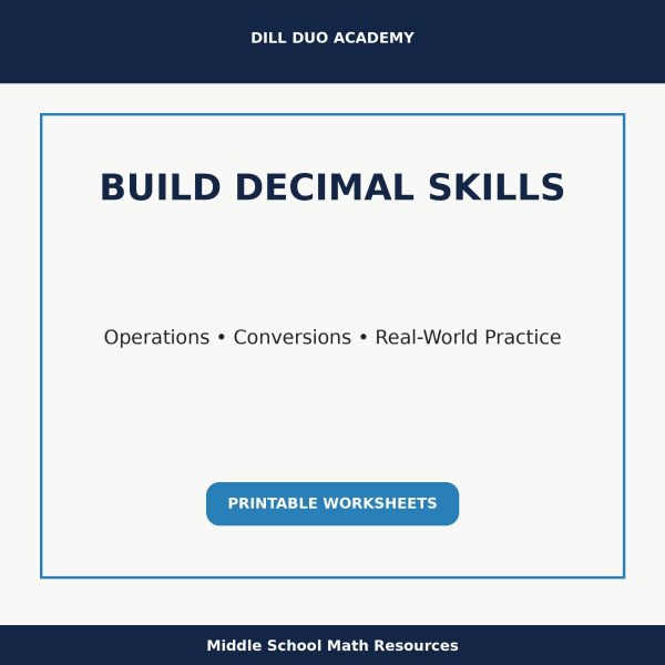 Decimals Skills Worksheet Bundle | Grades 6–8 Math Practice, Printable PDF Worksheets