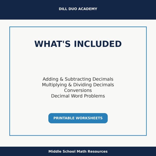 Decimals Skills Worksheet Bundle | Grades 6–8 Math Practice, Printable PDF Worksheets