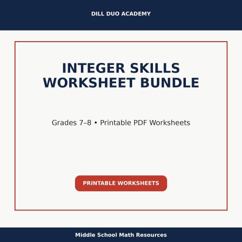 Integer Skills Worksheet Bundle | Grades 7–8 Math Practice, Printable PDF Worksheets