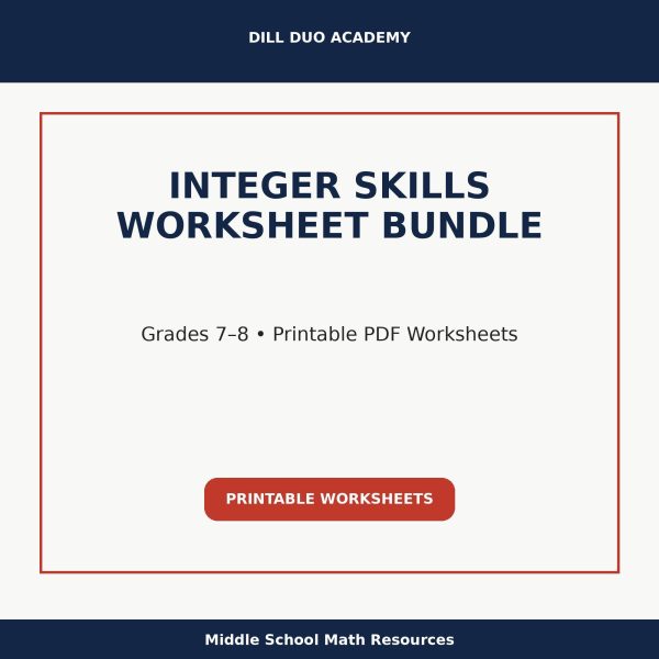 Integer Skills Worksheet Bundle | Grades 7–8 Math Practice, Printable PDF Worksheets