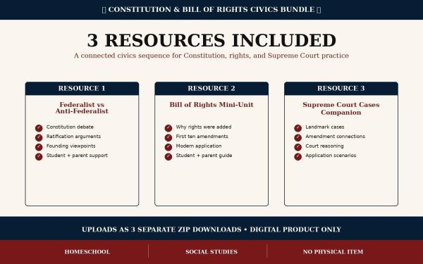 Constitution & Bill of Rights Civics Bundle | 8th Grade Social Studies Printable PDF