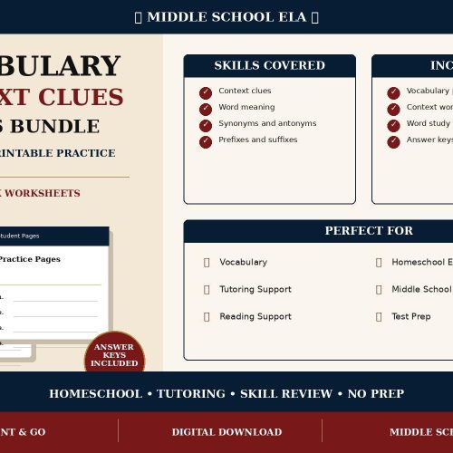 Middle School Vocabulary Context Clues Skills Bundle (Grades 6-8) (Digital Download)