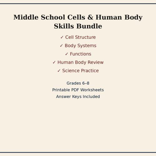 Middle School Cells & Human Body Skills Bundle | Grades 6–8 Printable Science Worksheets