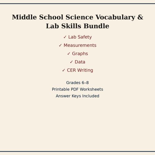 Middle School Science Vocabulary & Lab Skills Bundle | Grades 6–8 Printable PDF Worksheets