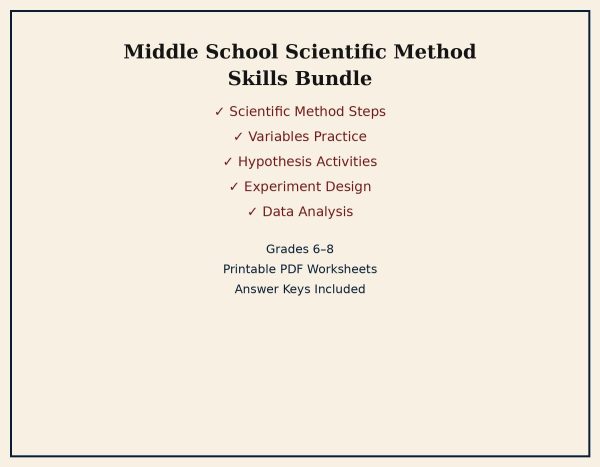 Middle School Scientific Method Skills Bundle | Grades 6–8 Printable PDF Worksheets, Homeschool Science