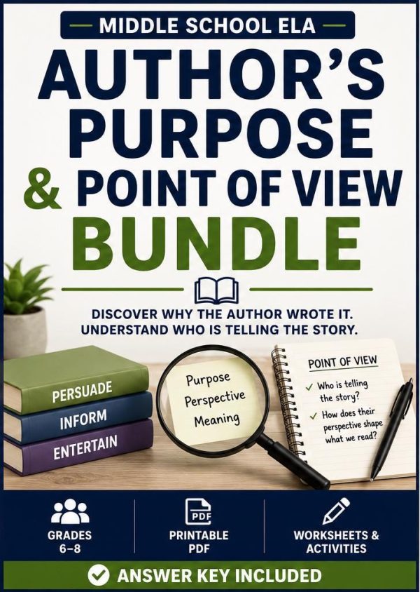 Middle School ELA Author's Purpose Point of View Bundle (Printable PDF)