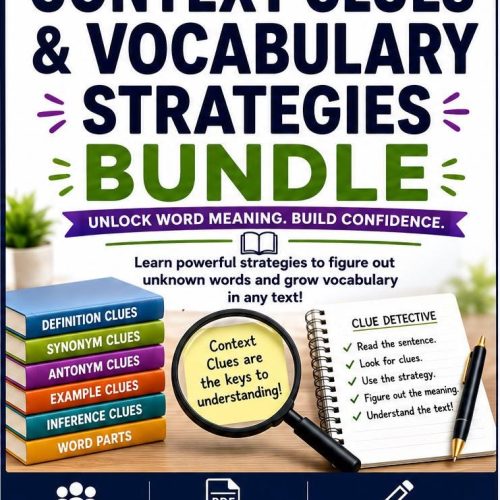 Context Clues & Vocabulary Strategies Bundle | Middle School ELA Printable PDF, Grades 6-8 Reading Skills