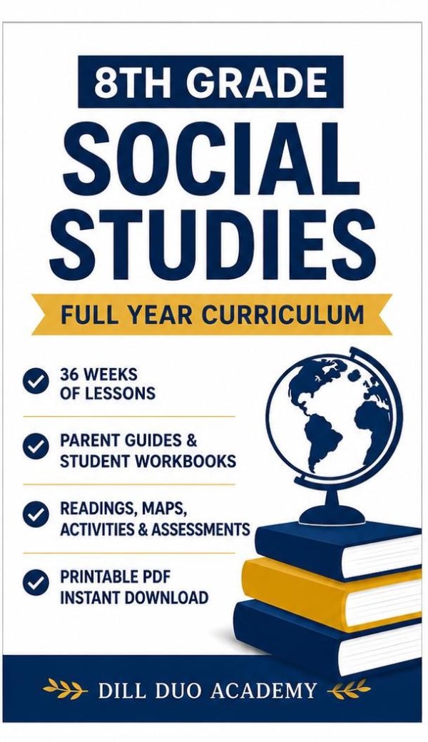 8th Grade Social Studies Full Year Curriculum | 36 Week Homeschool History & Civics PDF Bundle