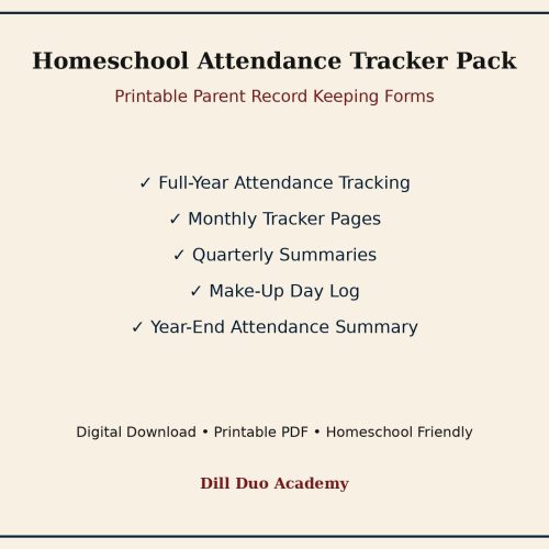 Homeschool Attendance Tracker Pack | Printable Record Keeping Forms (Digital Download)