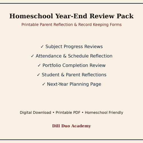 Homeschool Year-End Review Pack | Printable End of Year Review PDF, Parent Reflection Forms