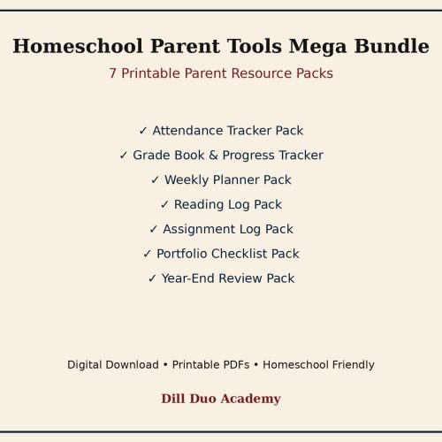 Homeschool Parent Tools Mega Bundle | Printable Planner, Attendance, Grade Book & Record Keeping PDF