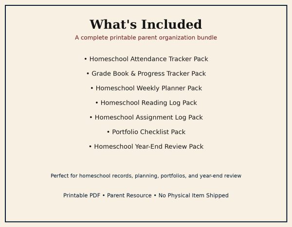 Homeschool Parent Tools Mega Bundle | Printable Planner, Attendance, Grade Book & Record Keeping PDF