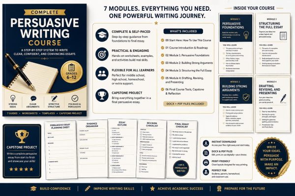 Persuasive Writing Course Bundle | Grades 6-12 Homeschool Printable PDF