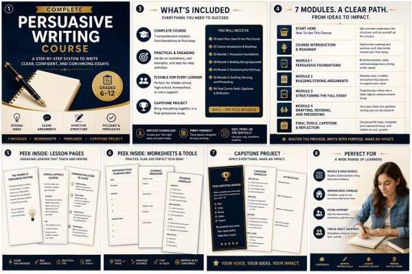 Persuasive Writing Course Bundle | Grades 6-12 Homeschool Printable PDF