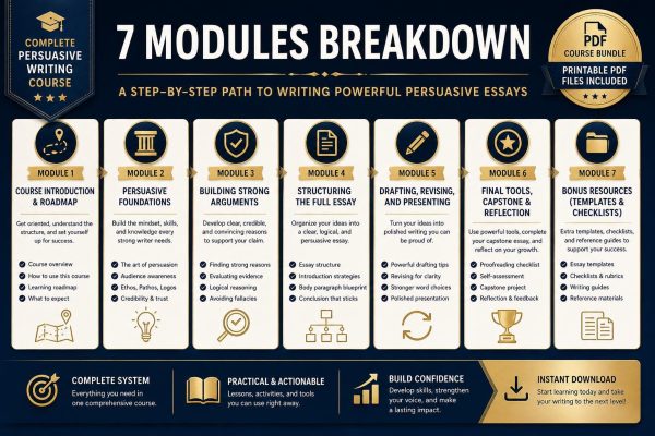 Persuasive Writing Course Bundle | Grades 6-12 Homeschool Printable PDF