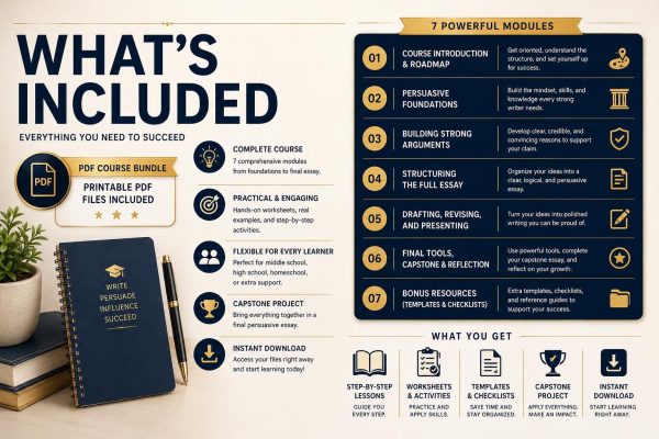 Persuasive Writing Course Bundle | Grades 6-12 Homeschool Printable PDF