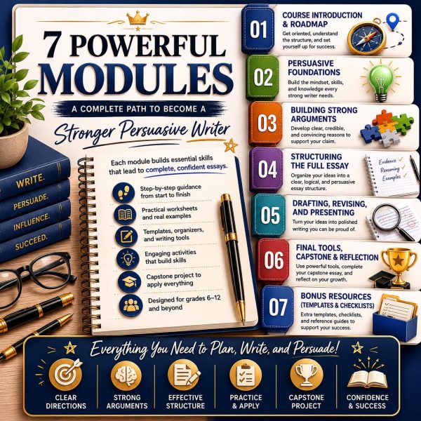 Persuasive Writing Course Bundle | Grades 6-12 Homeschool Printable PDF