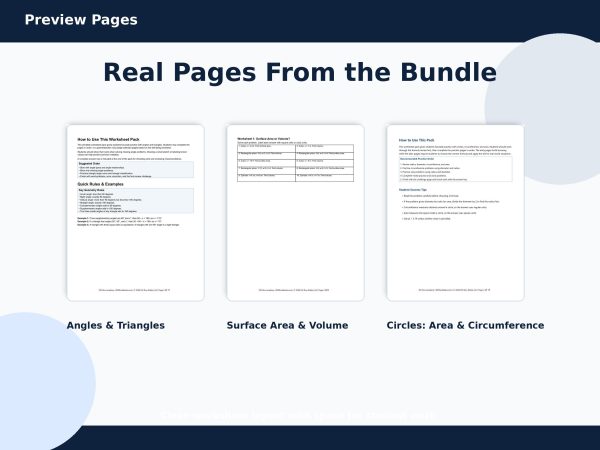 Middle School Geometry Worksheets | Area, Volume, Circles (Digital Download)
