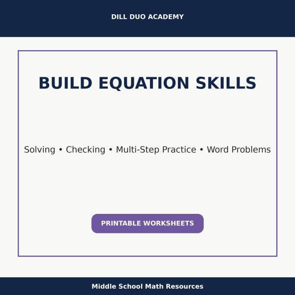 Equations Worksheet Bundle | Grades 7–9 Math Practice, Printable PDF Worksheets