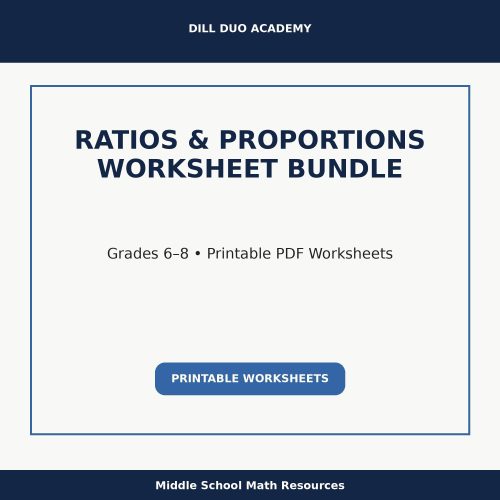 Ratios & Proportions Worksheet Bundle | Grades 6–8 Math Practice, Printable PDF Worksheets