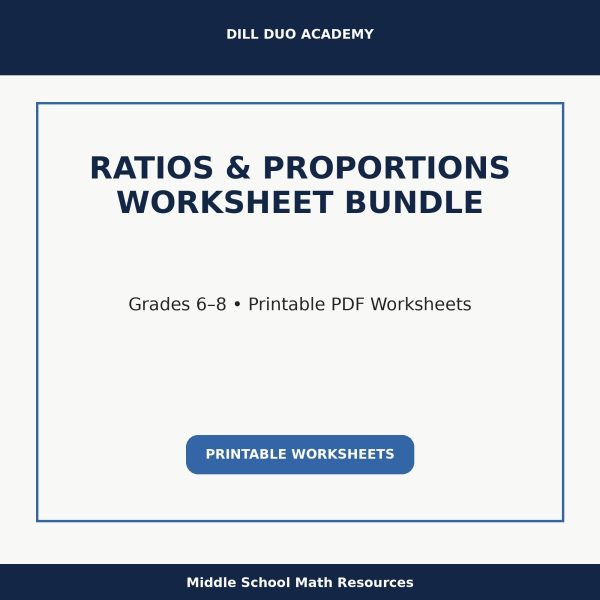 Ratios & Proportions Worksheet Bundle | Grades 6–8 Math Practice, Printable PDF Worksheets
