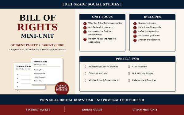 Bill of Rights Mini-Unit | 8th Grade Social Studies, Constitution & Civics Printable PDF Worksheets