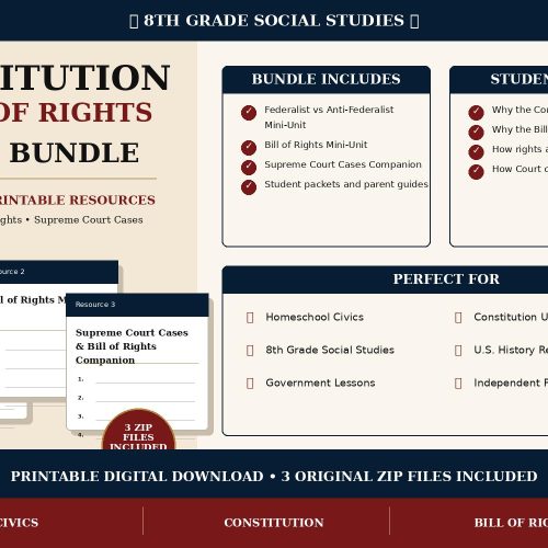 Constitution & Bill of Rights Civics Bundle | 8th Grade Social Studies Printable PDF