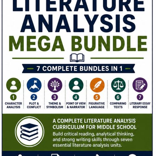Middle School Literature Analysis Mega Bundle | Grades 6–8 ELA Printable PDF Worksheets