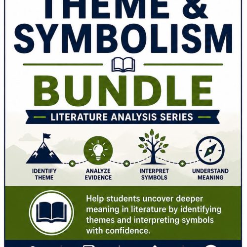 Theme & Symbolism Bundle | Middle School ELA Worksheets | Grades 6–8 Printable PDF