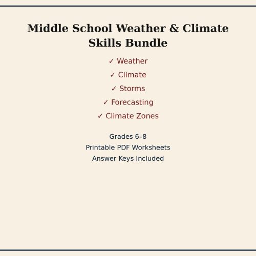 Middle School Weather & Climate Skills Bundle | Grades 6–8 Printable PDF Worksheets, Homeschool Science