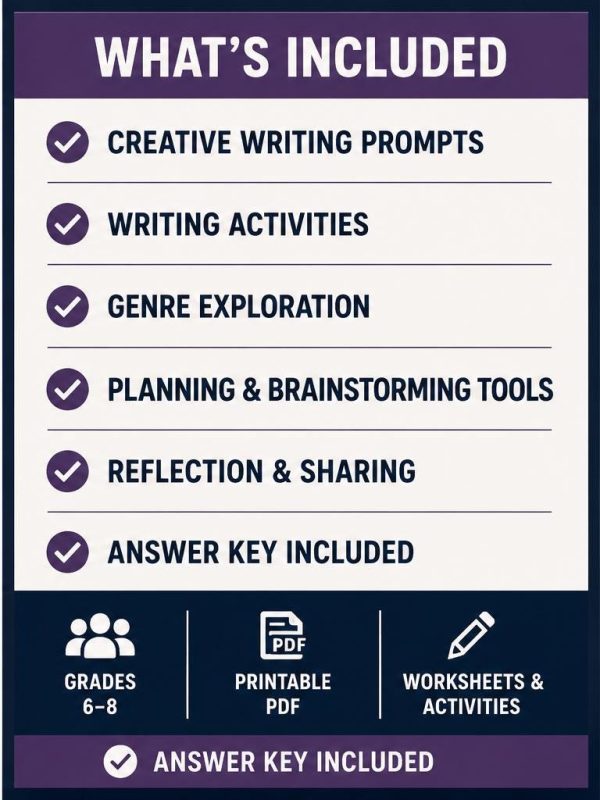 il_fullxfull.8139523471_rd5t.jpg Creative Writing Prompts Bundle | Middle School ELA Printable PDF, Grades 6-8 Writing Worksheets