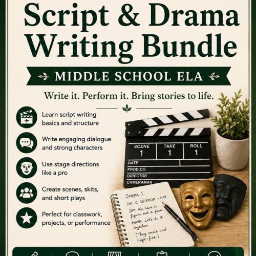 Script & Drama Writing Bundle | Middle School ELA Printable PDF, Grades 6-8 Creative Writing