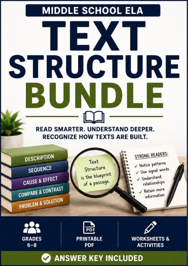 il_fullxfull.8139703503_hals.jpg Text Structure Bundle | Middle School ELA Printable PDF, Grades 6-8 Reading Skills
