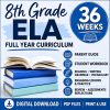 8th Grade ELA Full Year Curriculum | 36 Week Homeschool Language Arts Printable PDF Bundle