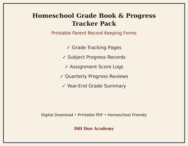 Homeschool Grade Book & Progress Tracker Pack (Digital Download)