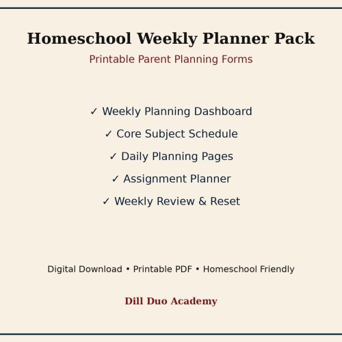Homeschool Weekly Planner Pack | Printable Parent Planning Forms (Digital Download)