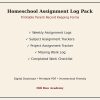 Homeschool Assignment Log Pack | Printable Assignment Tracker PDF, Parent Planning Forms