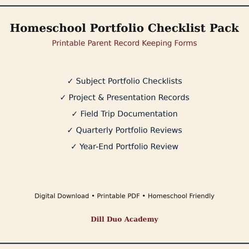 Homeschool Portfolio Checklist Pack | Printable Portfolio Builder PDF, Parent Record Keeping Forms