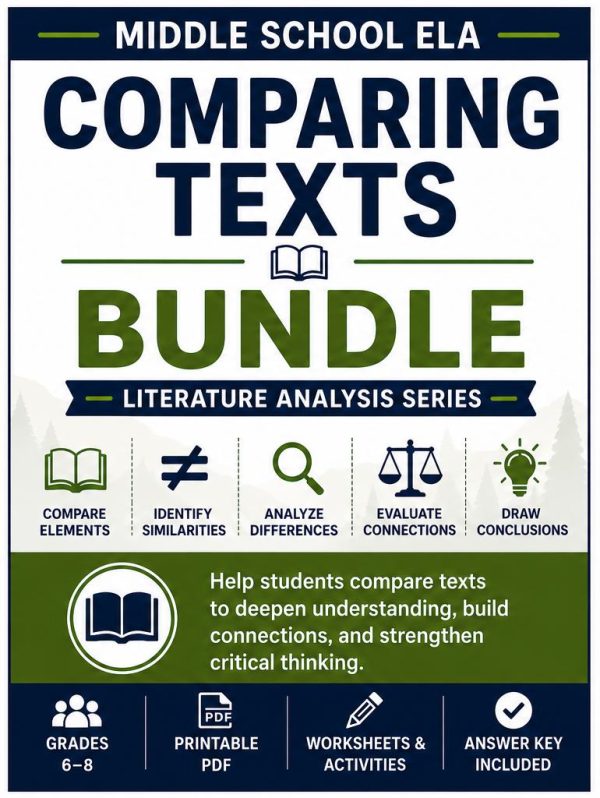 Comparing Texts Bundle | Middle School ELA Worksheets | Grades 6–8 Printable PDF