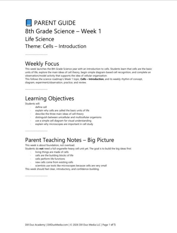 8th Grade Science Full Year Curriculum | 36 Week Homeschool Science Printable PDF Bundle